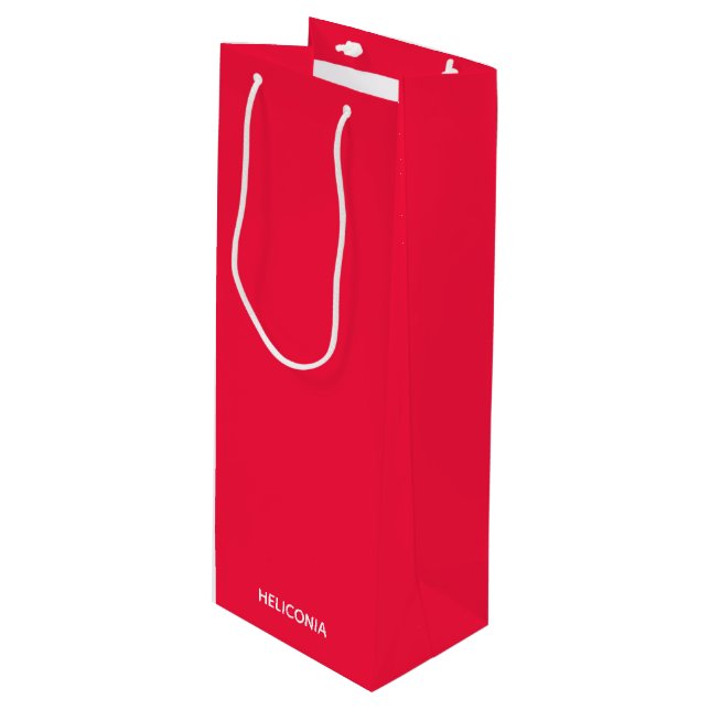 Heliconia red colour name wine gift bag (Front Angled)