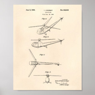 Helicopter 1944 Patent Art Old Peper Poster