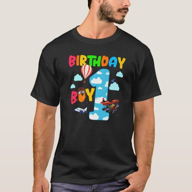Helicopter 1st Birthday Boy Aeroplane Plane Pilot  T-Shirt (Front)