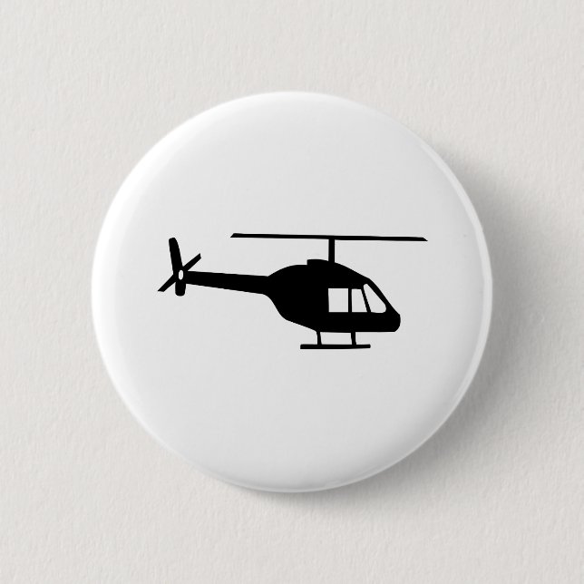 Helicopter 6 Cm Round Badge (Front)