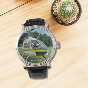 Helicopter Aeroplane Photo, Aviation, Personalised Watch