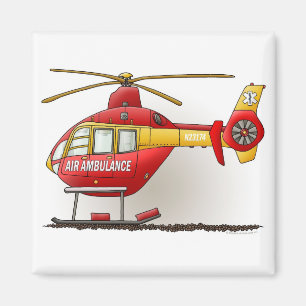 Helicopter Ambulance Square Magnet