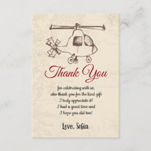 Helicopter, birthday, baby shower,  thank you card