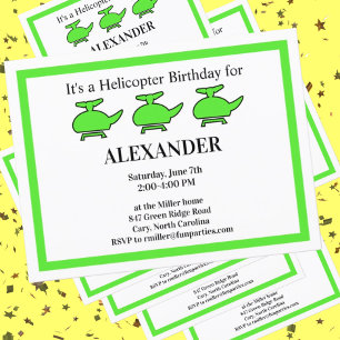 Helicopter Birthday Party Invitation Postcard