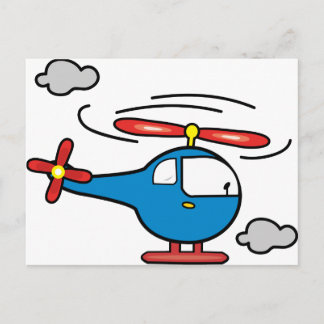 Helicopter Blue an Red Postcard