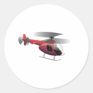 Helicopter Cartoon Classic Round Sticker