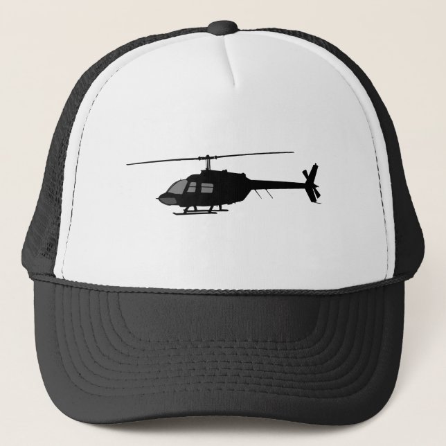 Helicopter Chopper Silhouette Customise Colour Trucker Hat (Front)