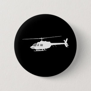 Helicopter Chopper Silhouette Flying Black 6 Cm Round Badge
