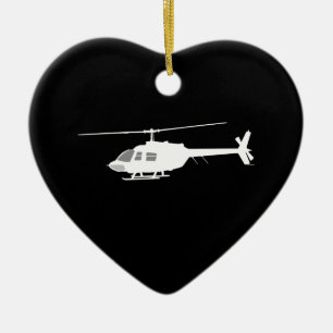 Helicopter Chopper Silhouette Flying Black Ceramic Tree Decoration