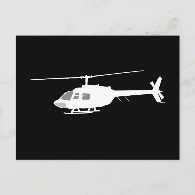 Helicopter Chopper Silhouette Flying Black Decor Postcard (Front)