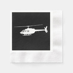 Helicopter Chopper Silhouette Flying Black Napkin