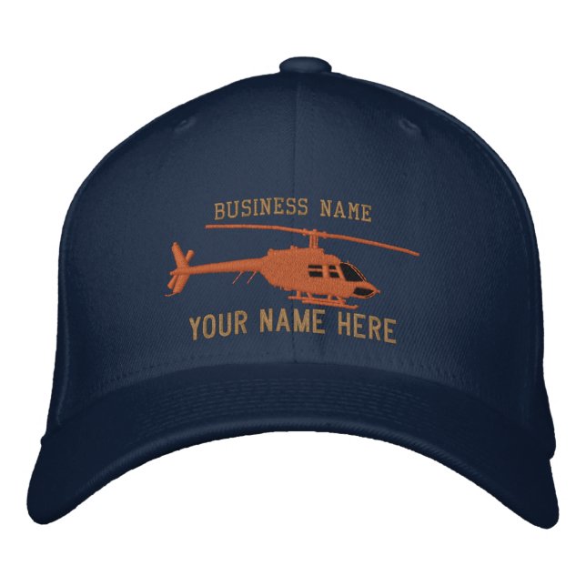 Helicopter Chopper Silhouette Personalise This Embroidered Hat (Front)