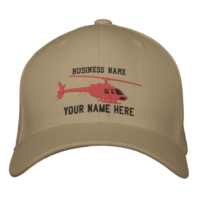 Helicopter Chopper Silhouette Personalise This Embroidered Hat (Front)