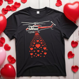 Helicopter Dropping Hearts for Love T-Shirt