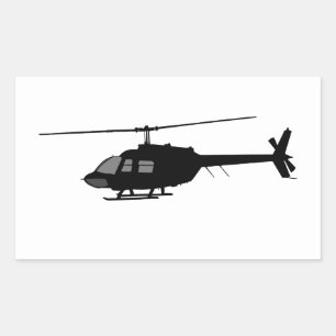 Helicopter Flying Silhouette Customise Colour Rectangular Sticker