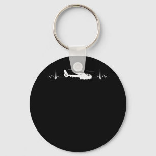 Helicopter Heartbeat for Pilots and Aviators Key Ring