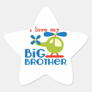 Helicopter I Love my Big Brother Star Sticker