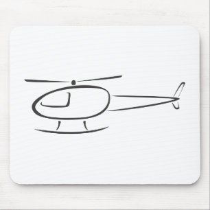 Helicopter in Swish Drawing Style Mouse Pad