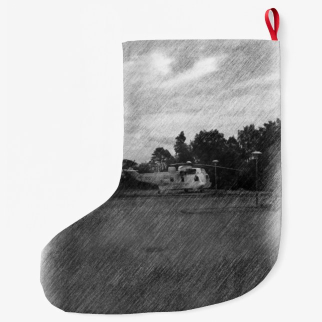 Helicopter Large Christmas Stocking (Back)