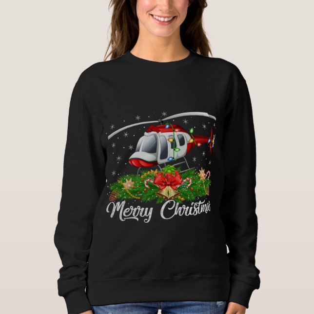 Helicopter Lover Matching Santa Hat Helicopter Chr Sweatshirt (Front)