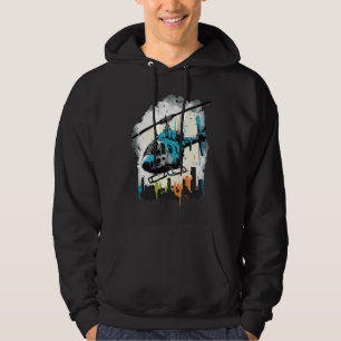 Helicopter over the city graffiti hoodie