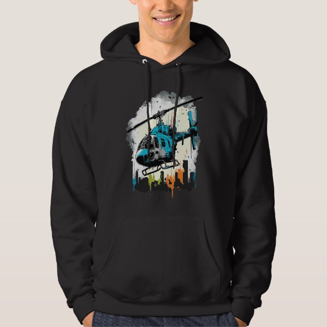 Helicopter over the city  graffiti hoodie (Front)
