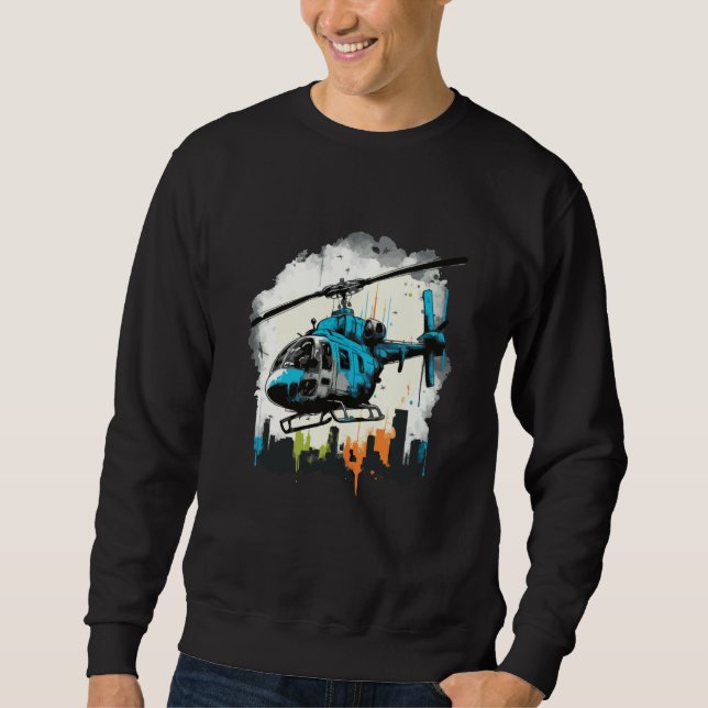 Helicopter over the city graffiti sweatshirt (Front)