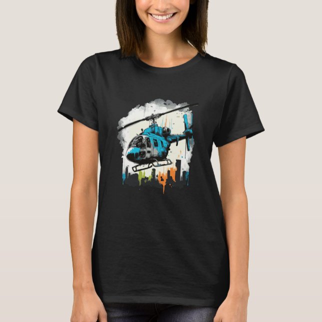 Helicopter over the city graffiti T-Shirt (Front)
