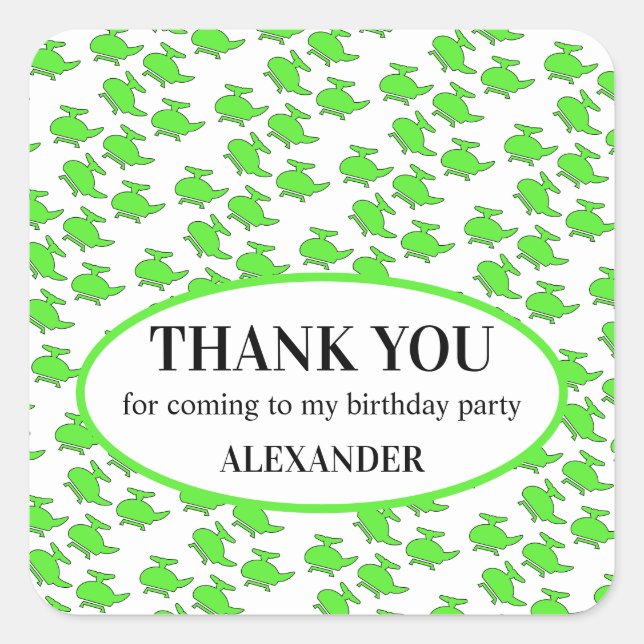 Helicopter Party Favour Bag  Square Sticker (Front)