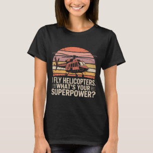 Helicopter Pilot Blueprint Line Art – Aviation Sch T-Shirt