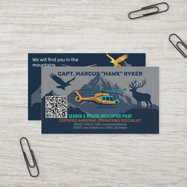 Helicopter Pilot Business Card (Front/Back In Situ)