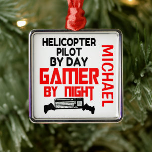 Helicopter Pilot Loves Playing Video Games Metal Ornament