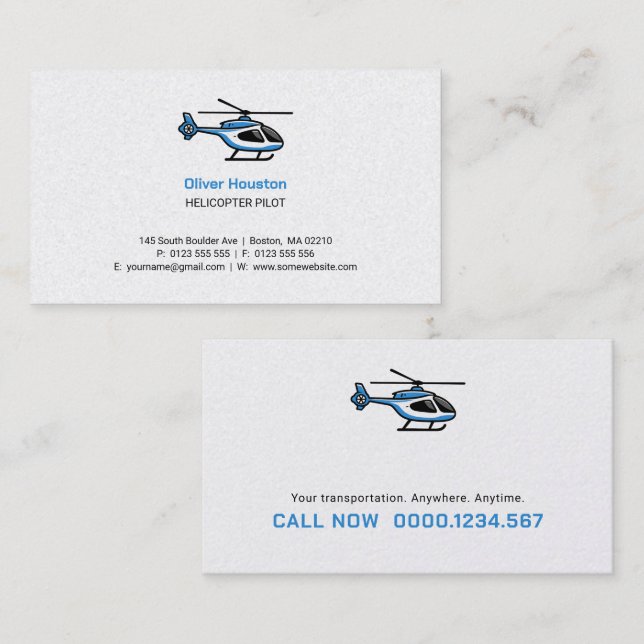Helicopter Pilot | Transportation Business Card (Front/Back)