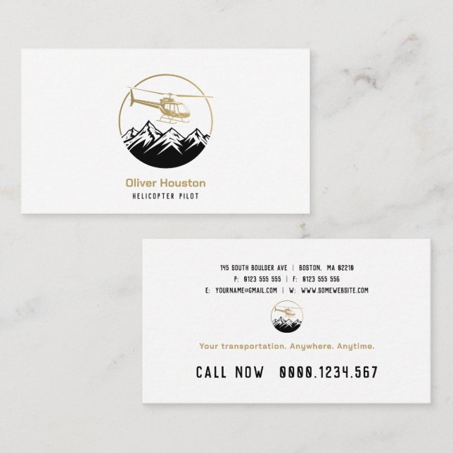 Helicopter Pilot | Transportation Business Card (Front/Back)