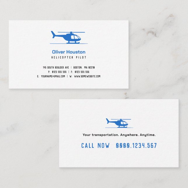 Helicopter Pilot | Transportation Business Card (Front/Back)
