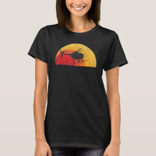 Helicopter Silhouette Md 500 Sunset Pilot T-Shirt
