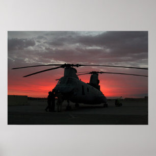 Helicopter Sunrise Poster