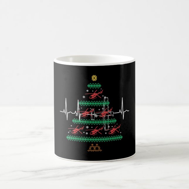 Helicopter Ugly Christmas Pilot Xmas Tree Gift Coffee Mug (Center)