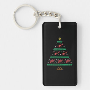 Helicopter Ugly Christmas Pilot Xmas Tree Gift Key Ring