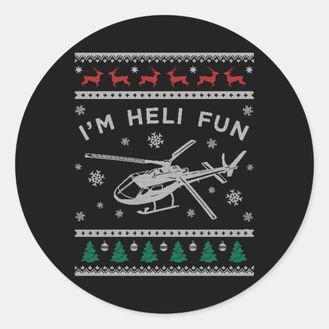 Helicopter Ugly Fun Heli Classic Round Sticker (Front)