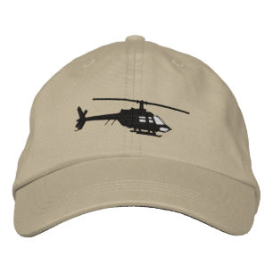 Helicopter Urban Chopper Silhouette Flying Embroidered Hat