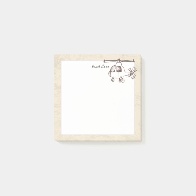 Helicopter, vintage style post-it notes (Front)