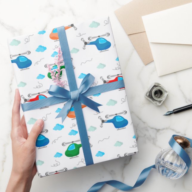 Helicopter Wrapping Paper, Aircraft Gift Wrap (Gifting)