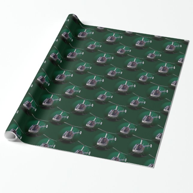 Helicopter Wrapping Paper Chopper Christmas Paper (Unrolled)