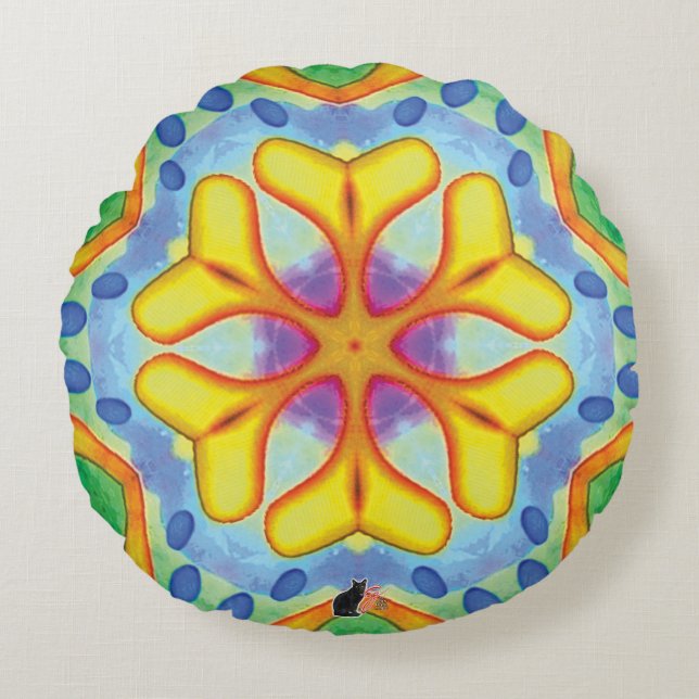 Helios Kaleidoscope  Round Cushion (Front)