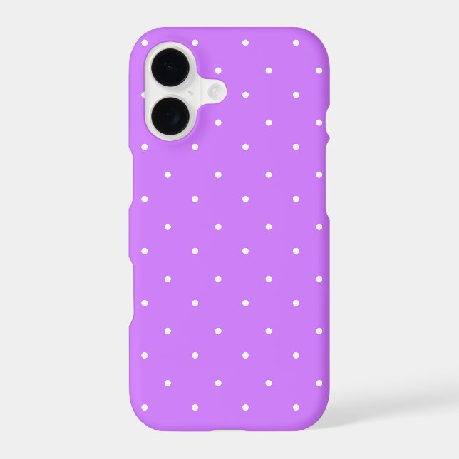 Heliotrope Purple and White Polka Dots Pattern  iPhone Case (Back)