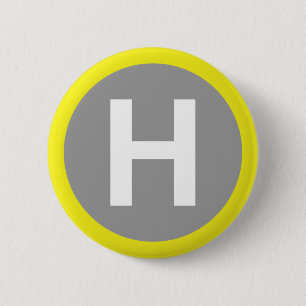 Helipad Sign 6 Cm Round Badge