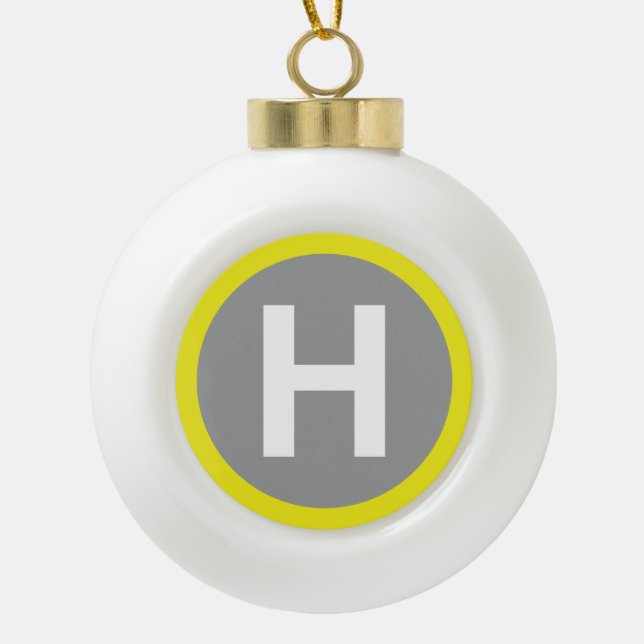 Helipad Sign Ceramic Ball Christmas Ornament (Front)