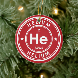 Helium Element Red Ceramic Ornament