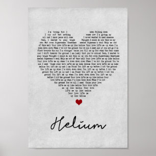 Helium Grey Heart Song Lyric Wall Art Print